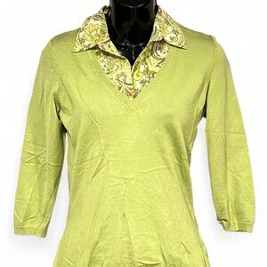 INC International Concepts Light Green V-Neck Blouse